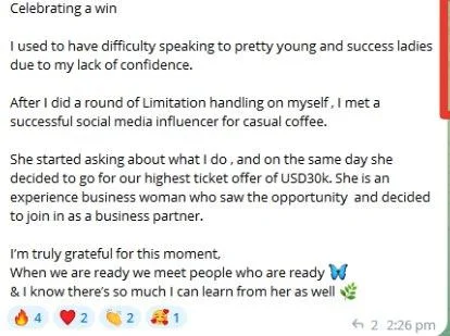 A casual coffee conversation became a USD $30K deal