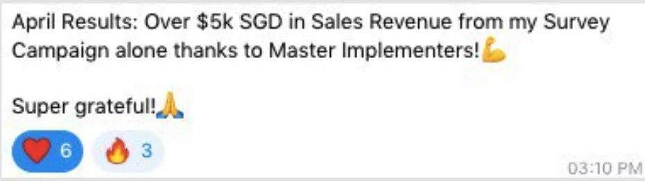 Over $5K SGD from one survey campaign