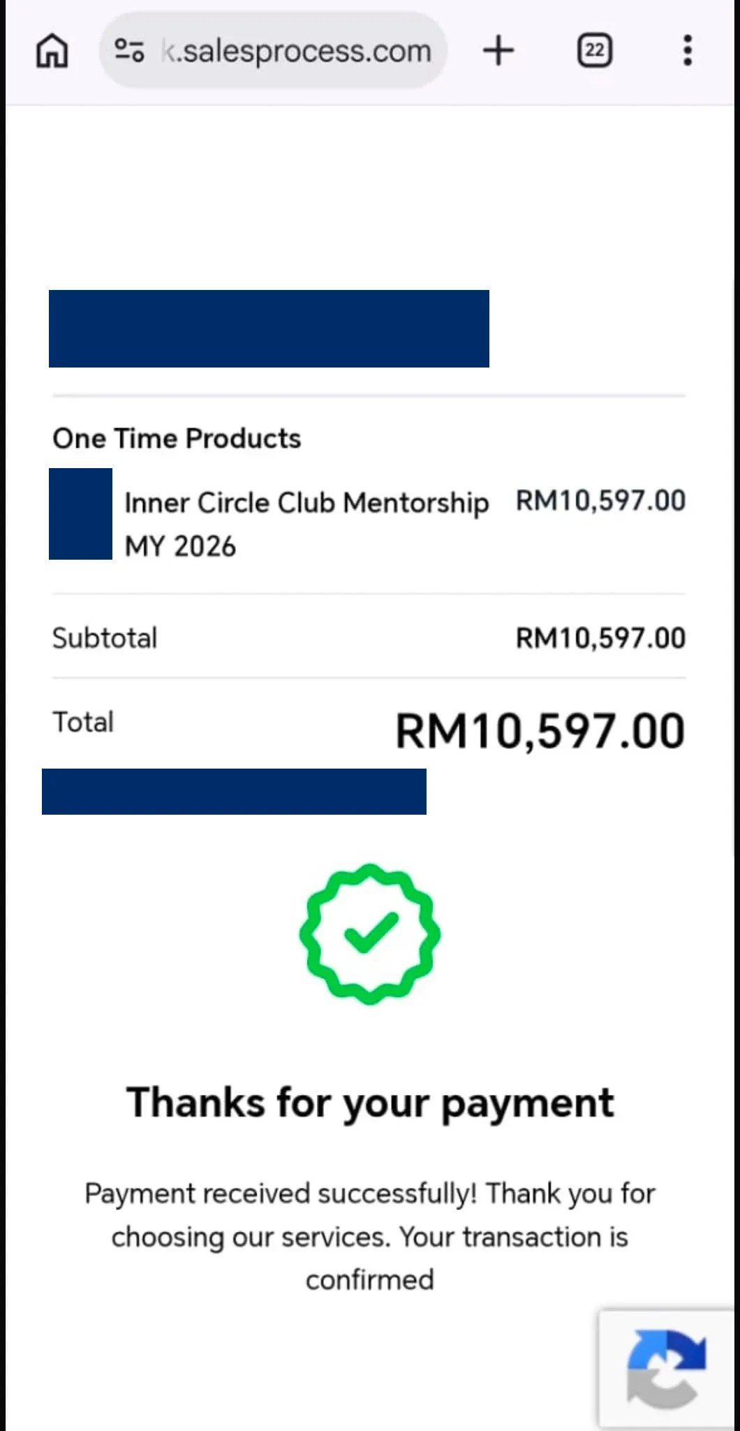 RM10,597 collected for a mentorship membership