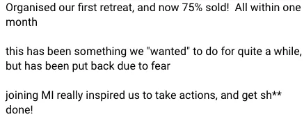 First retreat: 75% sold in one month
