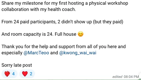 First physical workshop: sold out at 24/24