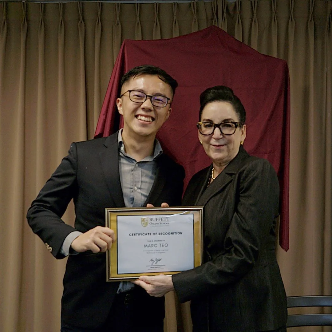 Receiving my Buffett Online School coach certification